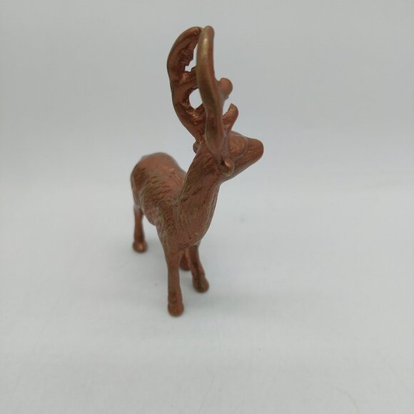 Brass Deer Reindeer Elk Stag Buck Figurine Textured Body 3.5" - Picture 3 of 7